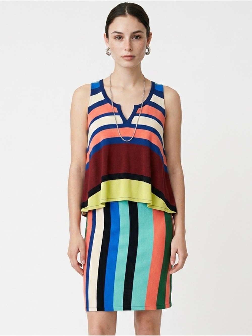 ANTHROPOLOGIE | MAEVE Davina Layered Stripe Print Dress Women’s Size Small